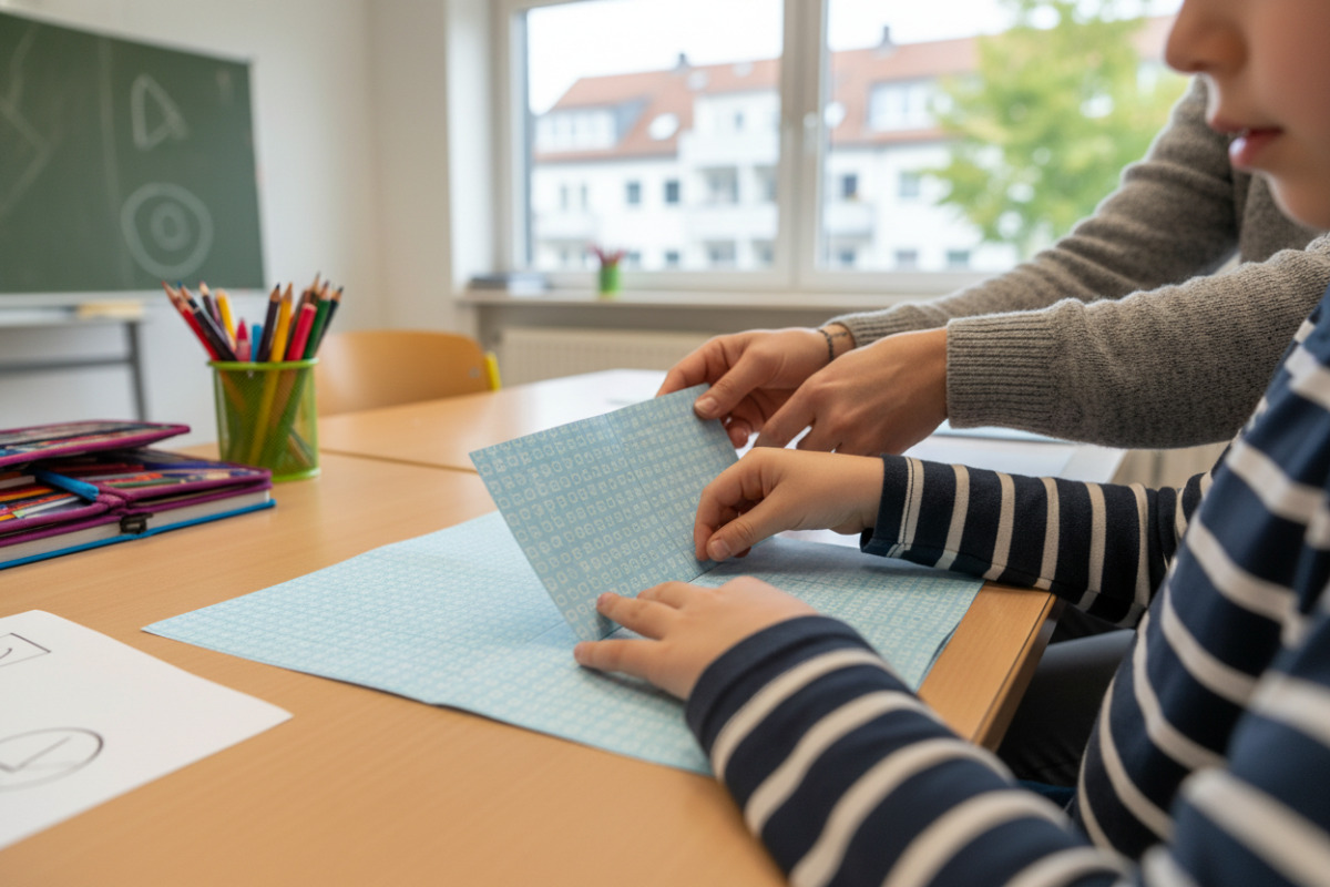 Abb. kurze Faltaufgabe hilft, das Drittel mit den Händen zu begreifen.