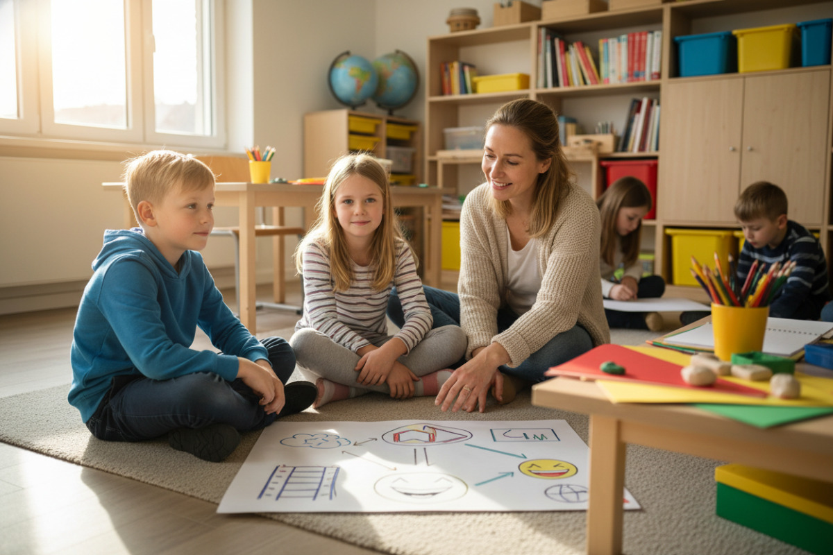 Abb. Ein ruhiger Moment nach bewegungsreichen Aufgaben hilft Kindern, Erlebnisse einzuordnen.