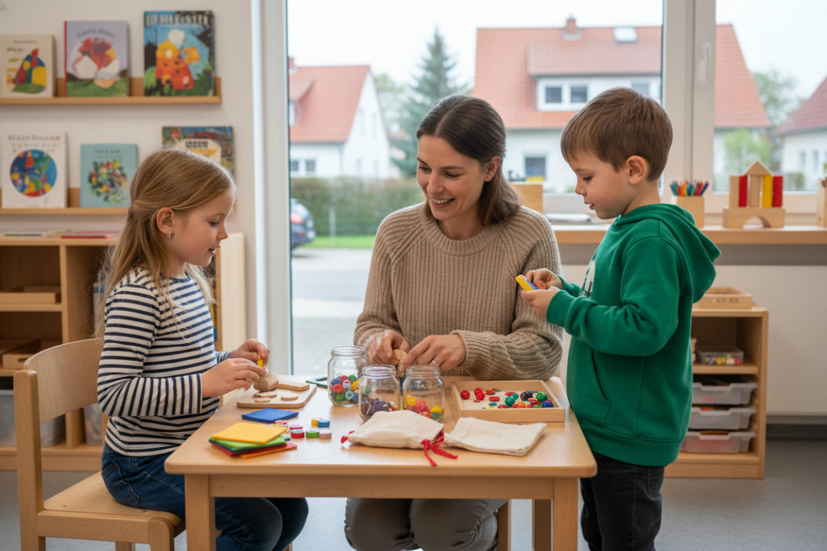 Abb. Ein überschaubares Materialangebot lädt Kinder zum Sortieren, Sprechen und Vergleichen ein.