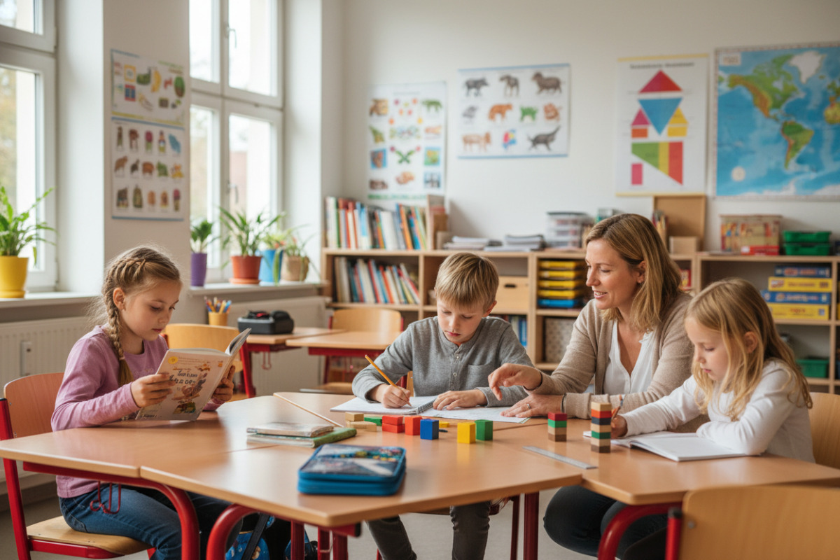 Lesen, Rechnen, Begleitung und ein ruhiger Arbeitsplatz greifen im Lernalltag der dritten Klasse ineinander.