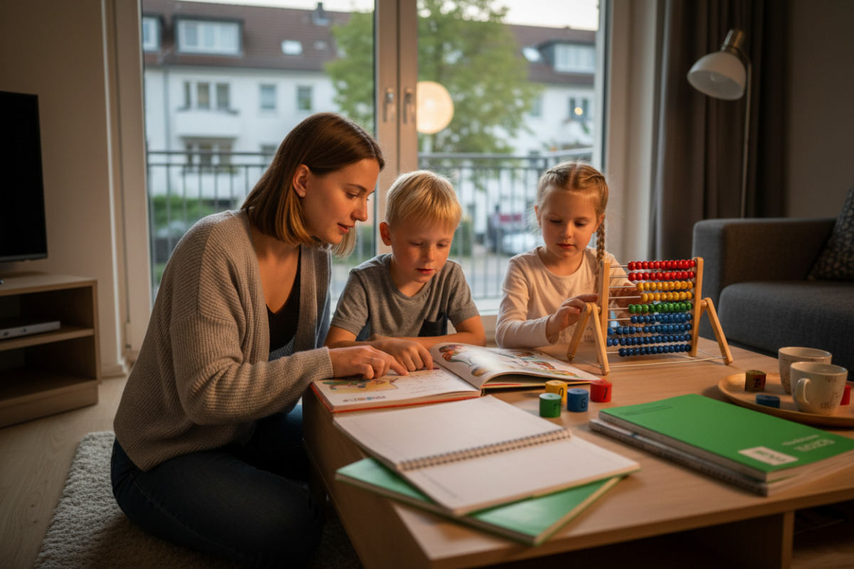 Ruhige Unterrichtsmomente verbinden Lesen, Rechnen, Gespräch und Tagesabschluss zu verlässlichen Lernrhythmus.