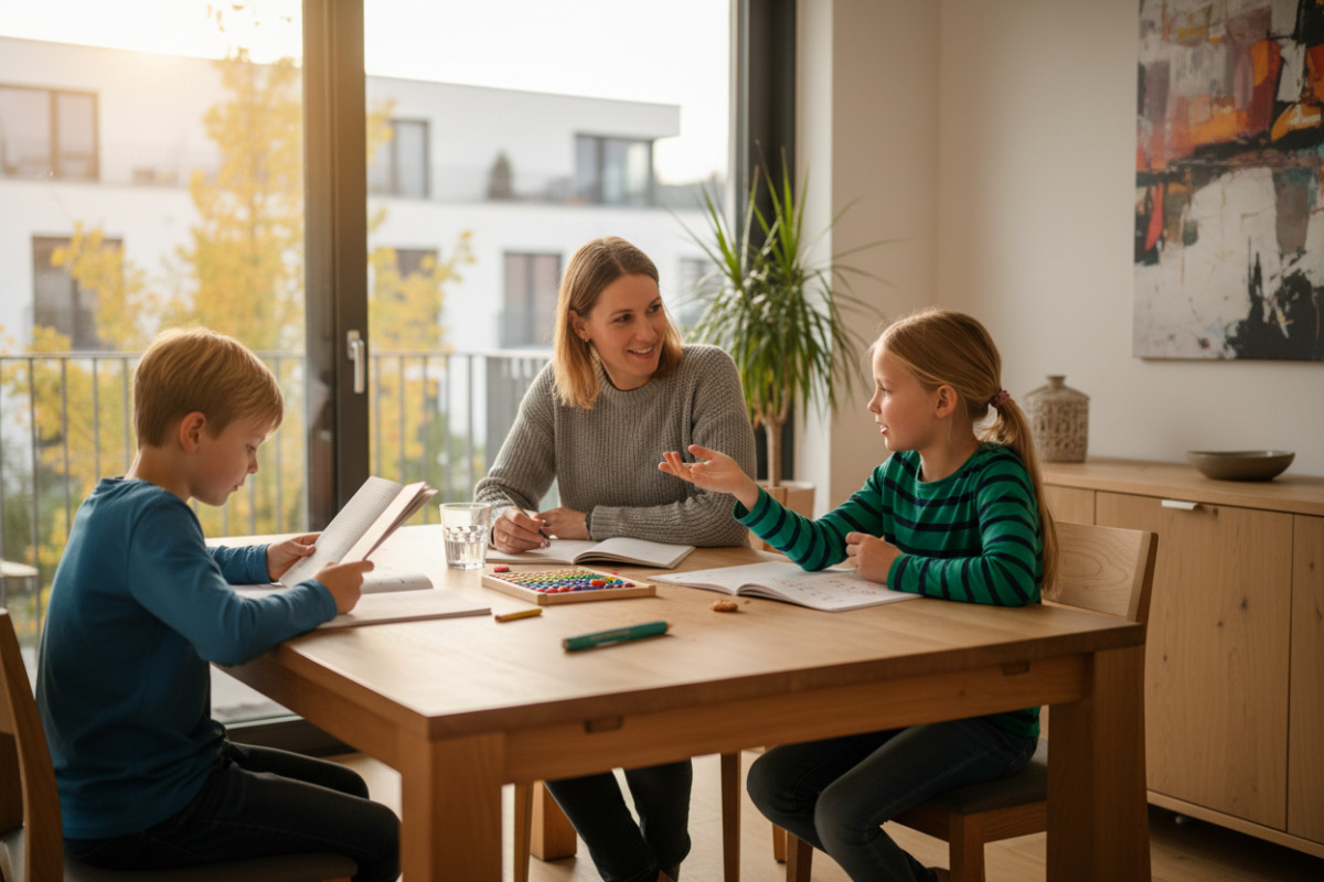 Ruhige Unterrichtsmomente verbinden Lesen, Rechnen, Gespräch und Tagesabschluss zu verlässlichen Lernrhythmus.
