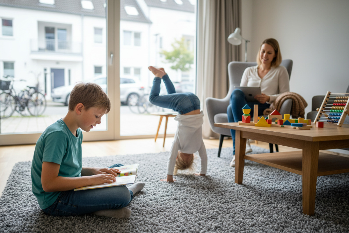 Ruhige Lernmomente zeigen, wie Lesen, Sprache, Bewegung und mathematisches Denken im Alltag zusammenfinden.