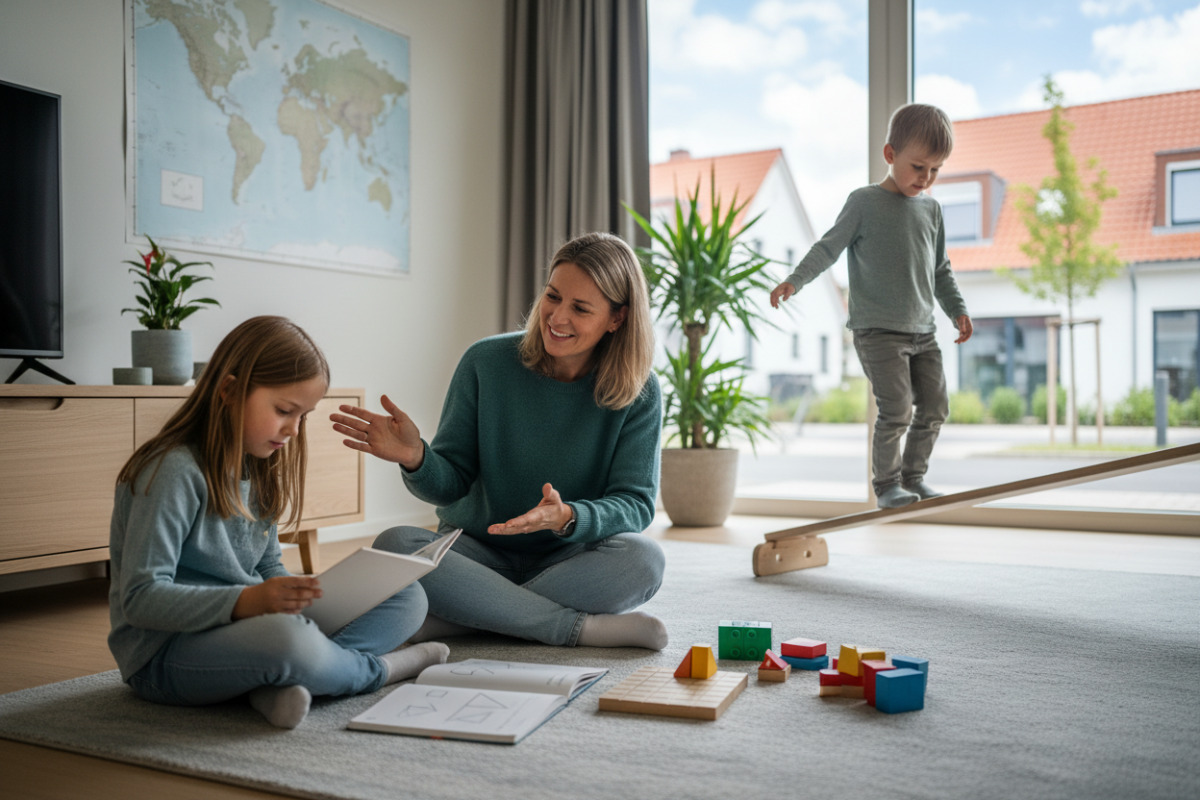 Ruhige Lernmomente zeigen, wie Lesen, Sprache, Bewegung und mathematisches Denken im Alltag zusammenfinden.