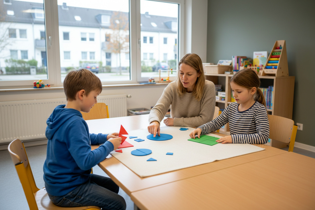 Abb. Beim Legen und Sortieren werden Hälfte, Drittel und Viertel anschaulich unterscheidbar.