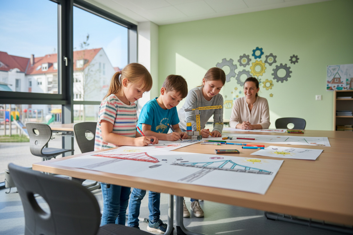 Abb. Zeichnungen helfen Kindern, den Bruch / mit konkreten Handlung zu verbinden.