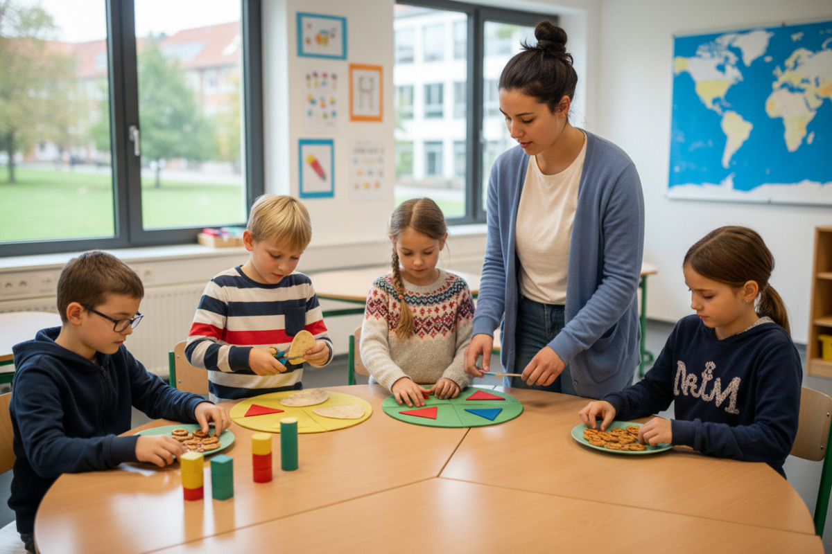 Alltagssituationen zeigen, wie Kinder durch Schneiden, Legen, Verteilen und Vergleichen ein sicheres Gefühl für Drittel