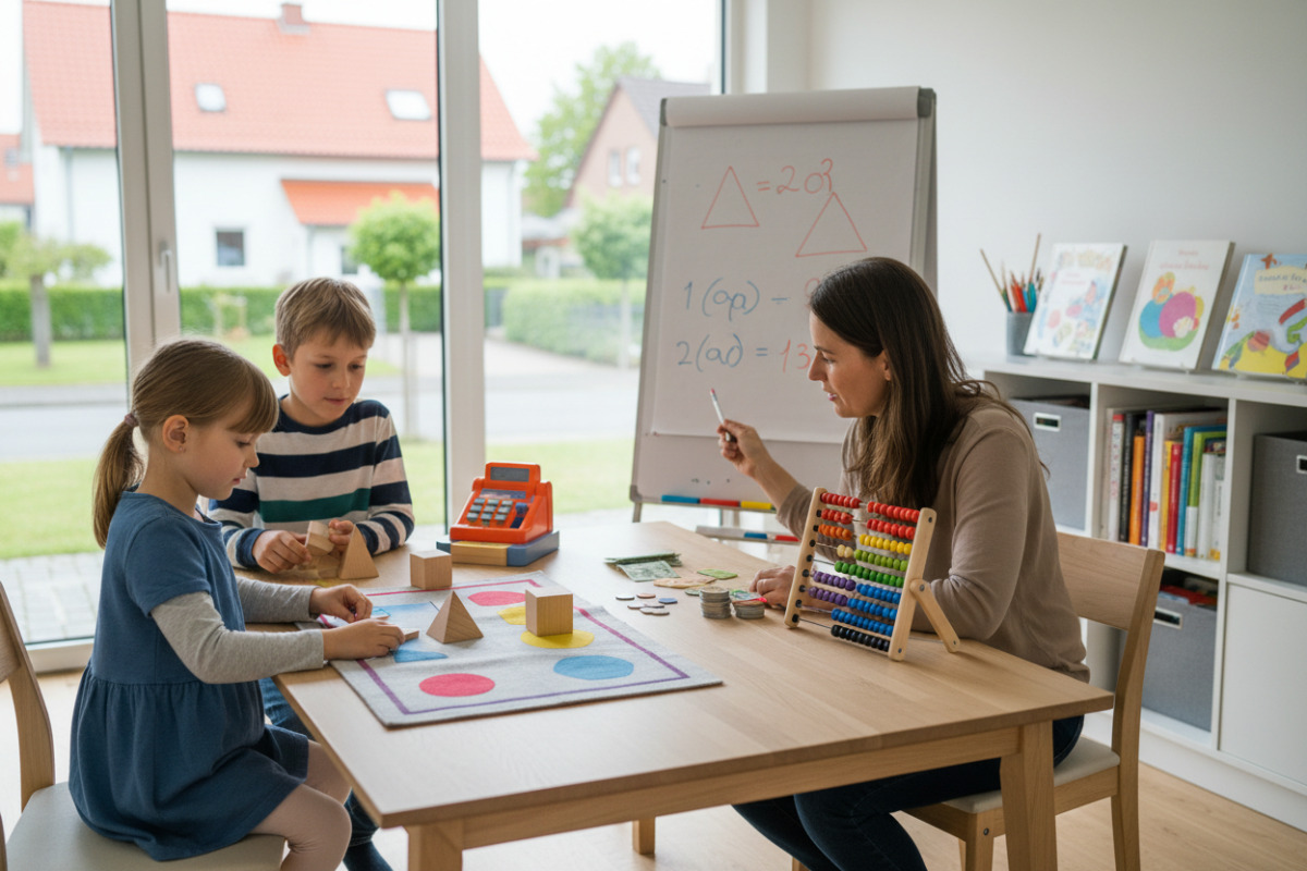 Lernmomente zeigen, wie Kinder , Formen, Geld und Malaufgaben handelnd begreifen.