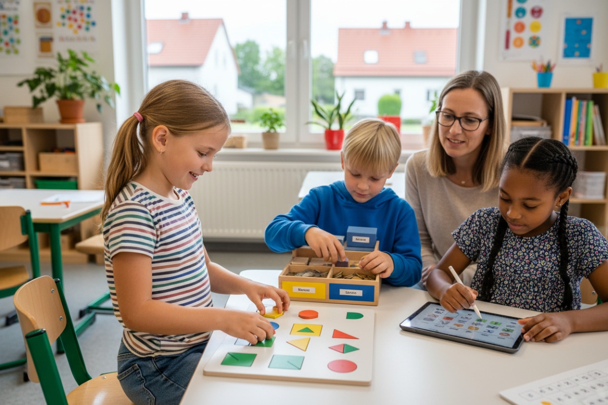 Lernmomente zeigen, wie Kinder , Formen, Geld und Malaufgaben handelnd begreifen.