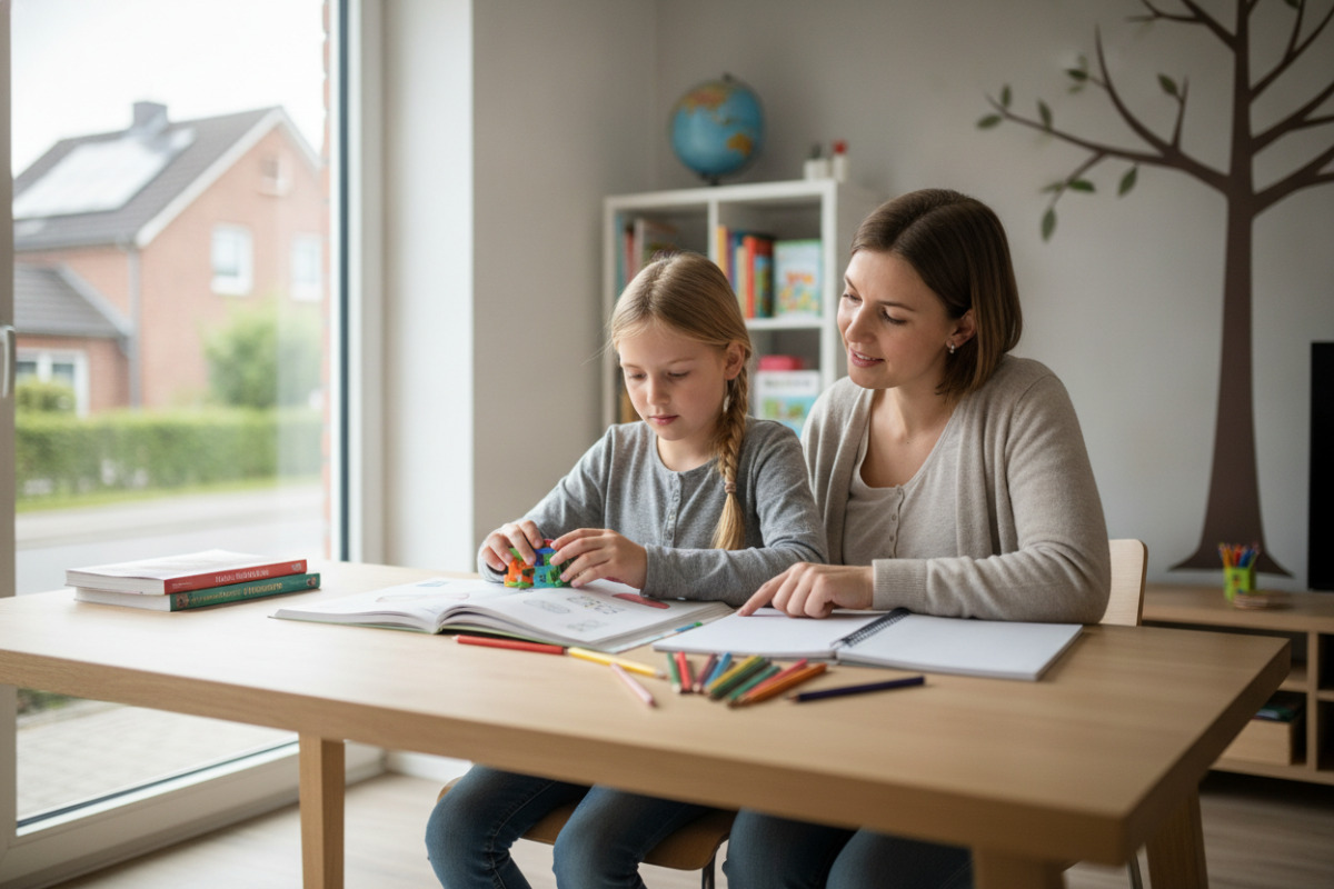 Abb. Ein ruhiger Lernplatz hilft Kindern, sich Schritt für Schritt auf Mathe einzulassen.
