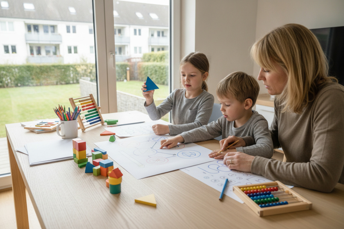Alltägliche Lernsituationen zeigen, wie Kinder , Formen, Diagramme und Rechenwege mit Unterstützung entdecken.
