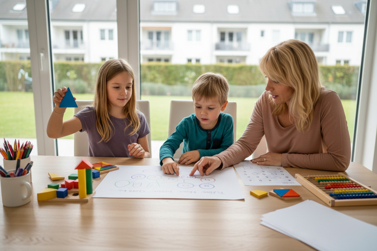 Alltägliche Lernsituationen zeigen, wie Kinder , Formen, Diagramme und Rechenwege mit Unterstützung entdecken.