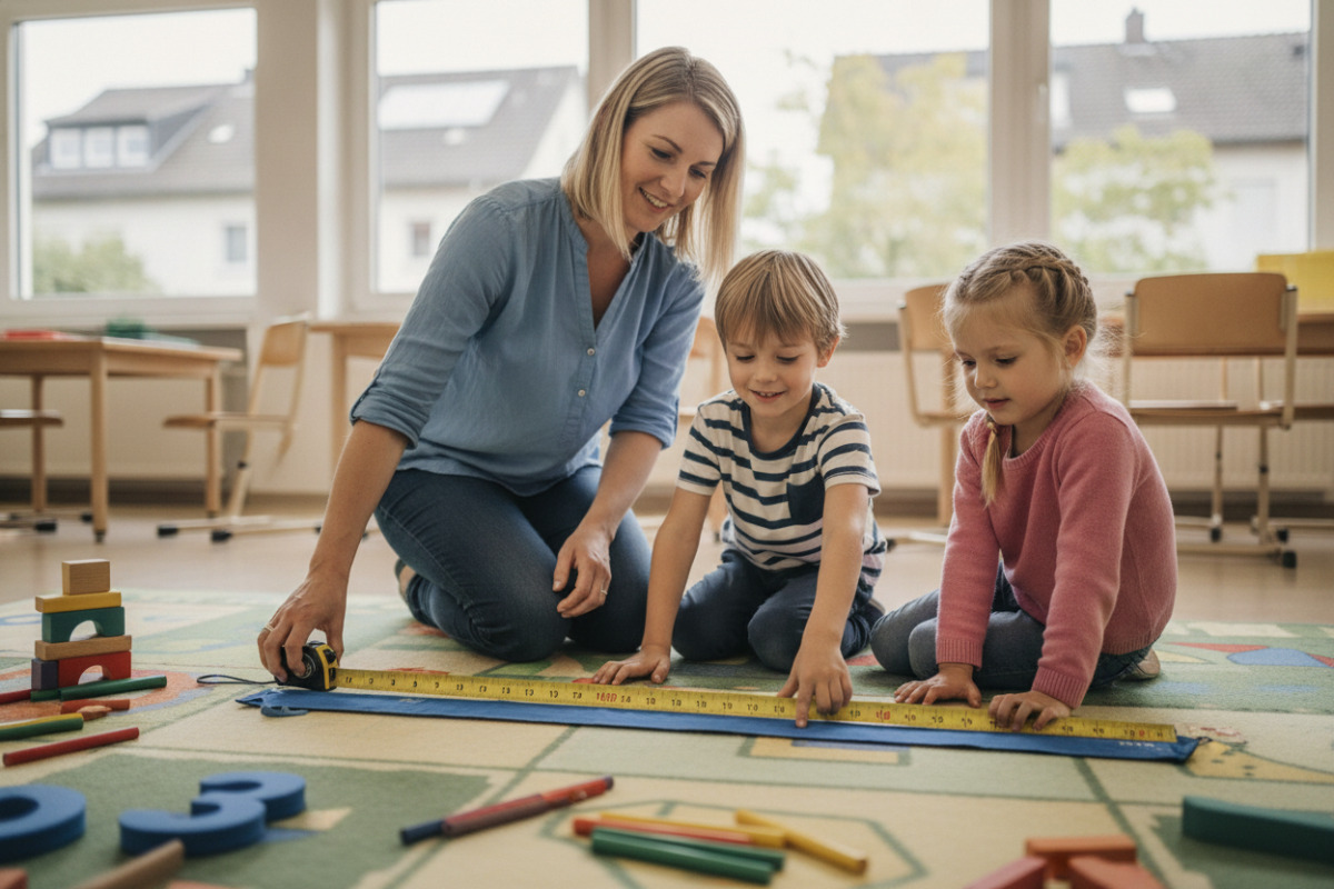 Abb. Ein Maßband hilft Kindern, den Zusammenhang zwischen Meter und Zentimeter zu sehen.