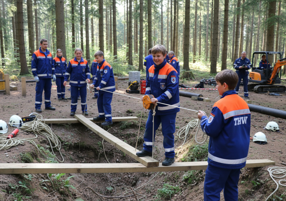 Jugendgruppe des THW bei einer Übung