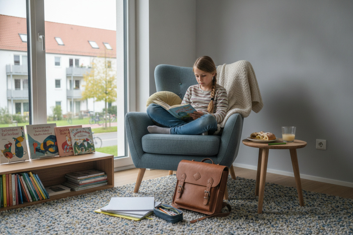 Abb. Ein ruhiger Leseplatz hilft Kindern, nach vollen Schultag anzukommen.
