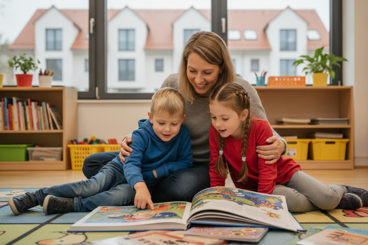 Abb. Gemeinsames Lesen macht Texte leichter und gibt Kindern Sicherheit.