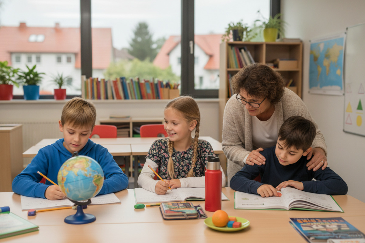 Ruhige Lernmomente, kleine Pausen und freundliche Begleitung stärken Kinder im Schulalltag.