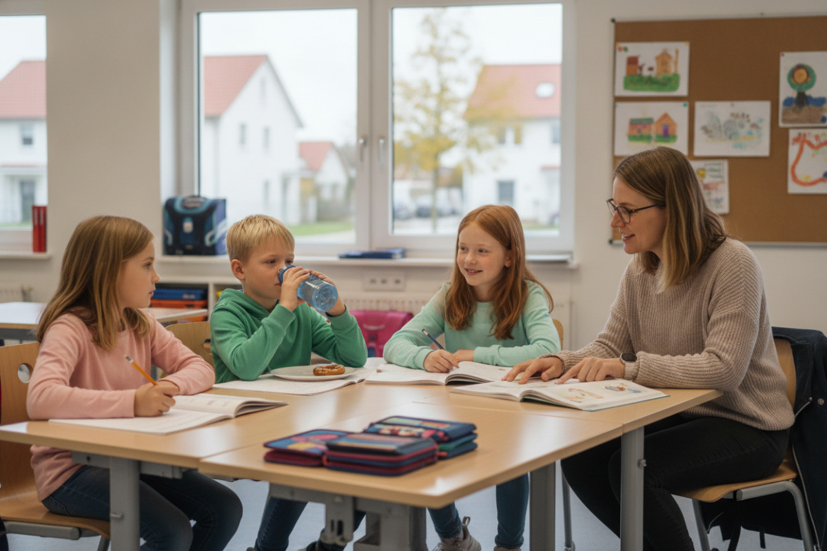 Ruhige Lernmomente, kleine Pausen und freundliche Begleitung stärken Kinder im Schulalltag.