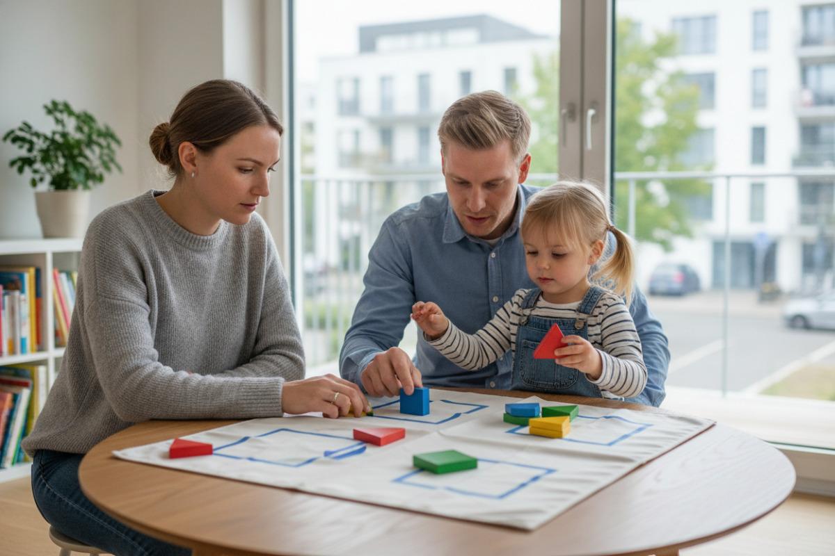 Abb. Formen, Farben und kleine Aufgaben verbinden Spiel und Lernen.
