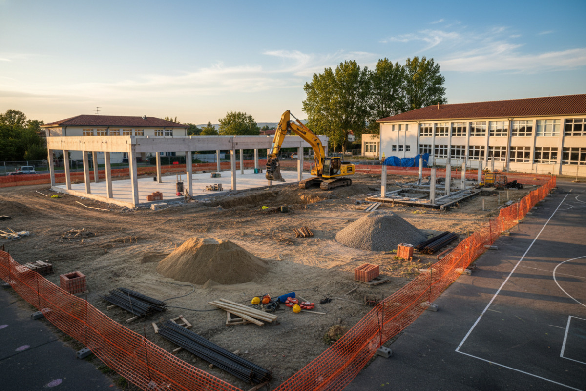 Baustelle auf einem Schulhof
