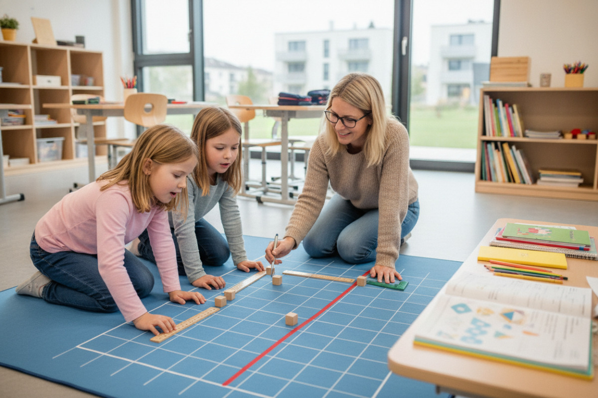 Abb. Im lernen Kinder, Abstände zur Achse genau zu zählen.