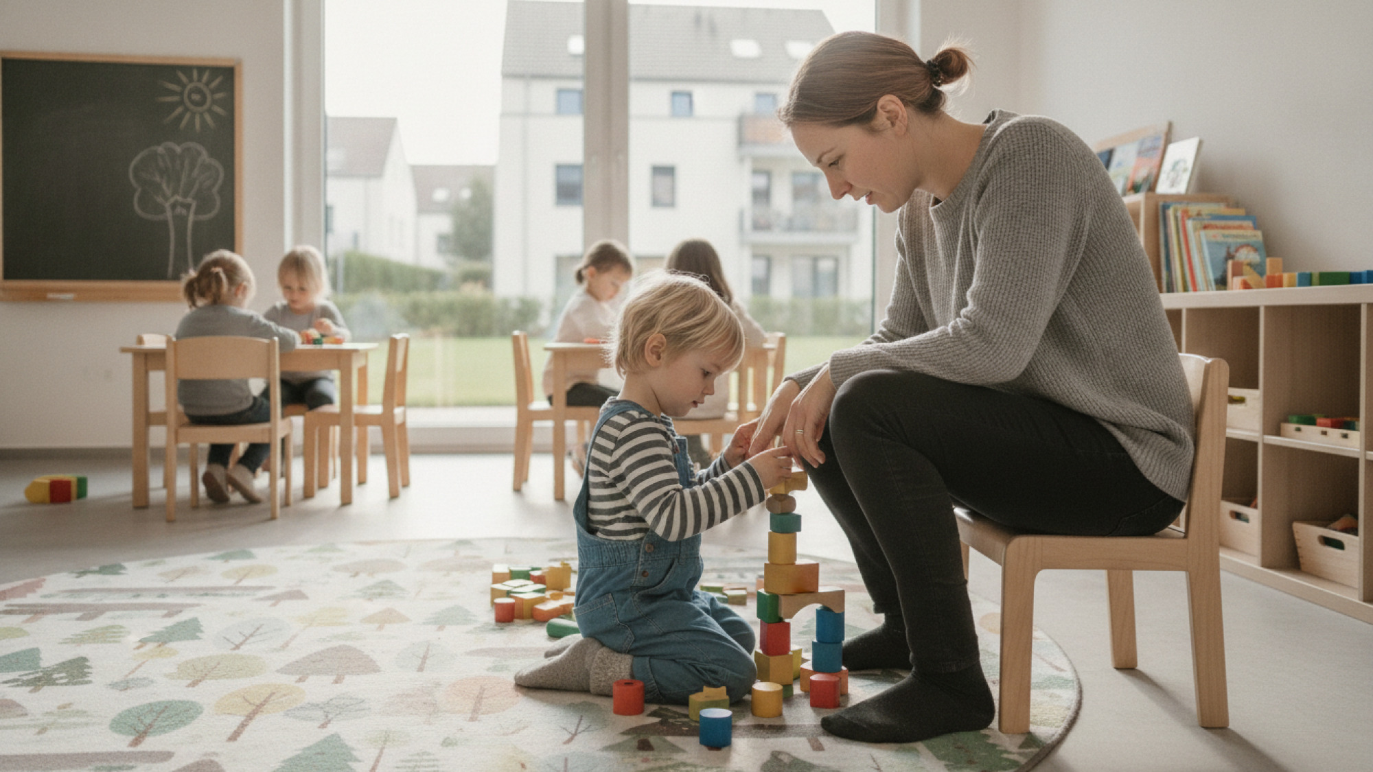 Vorschulkinder gelassen beim Zuhören begleiten