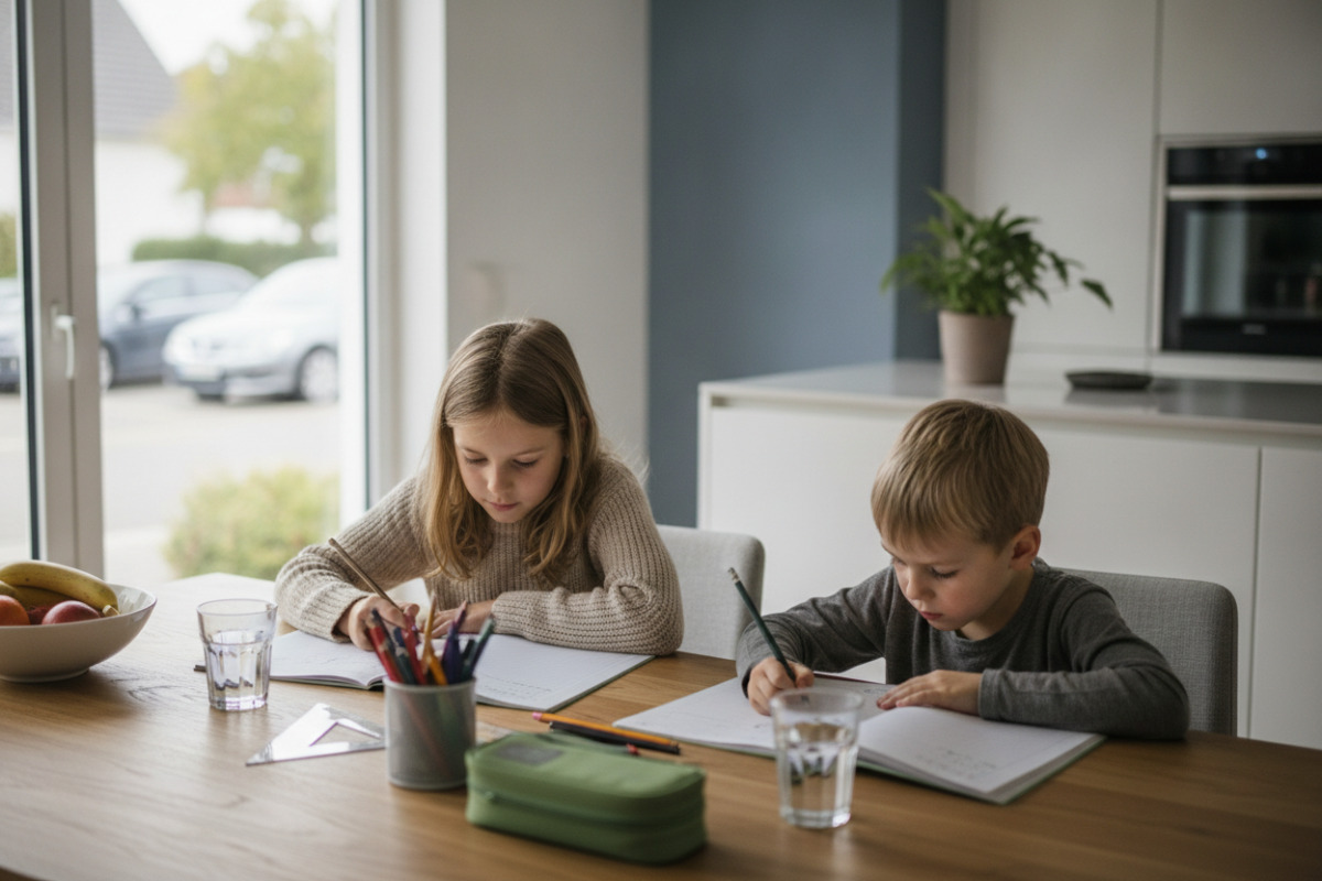 Abb. Ein ruhiger Moment am Tisch hilft Kindern, in Aufgabe hineinzufinden.