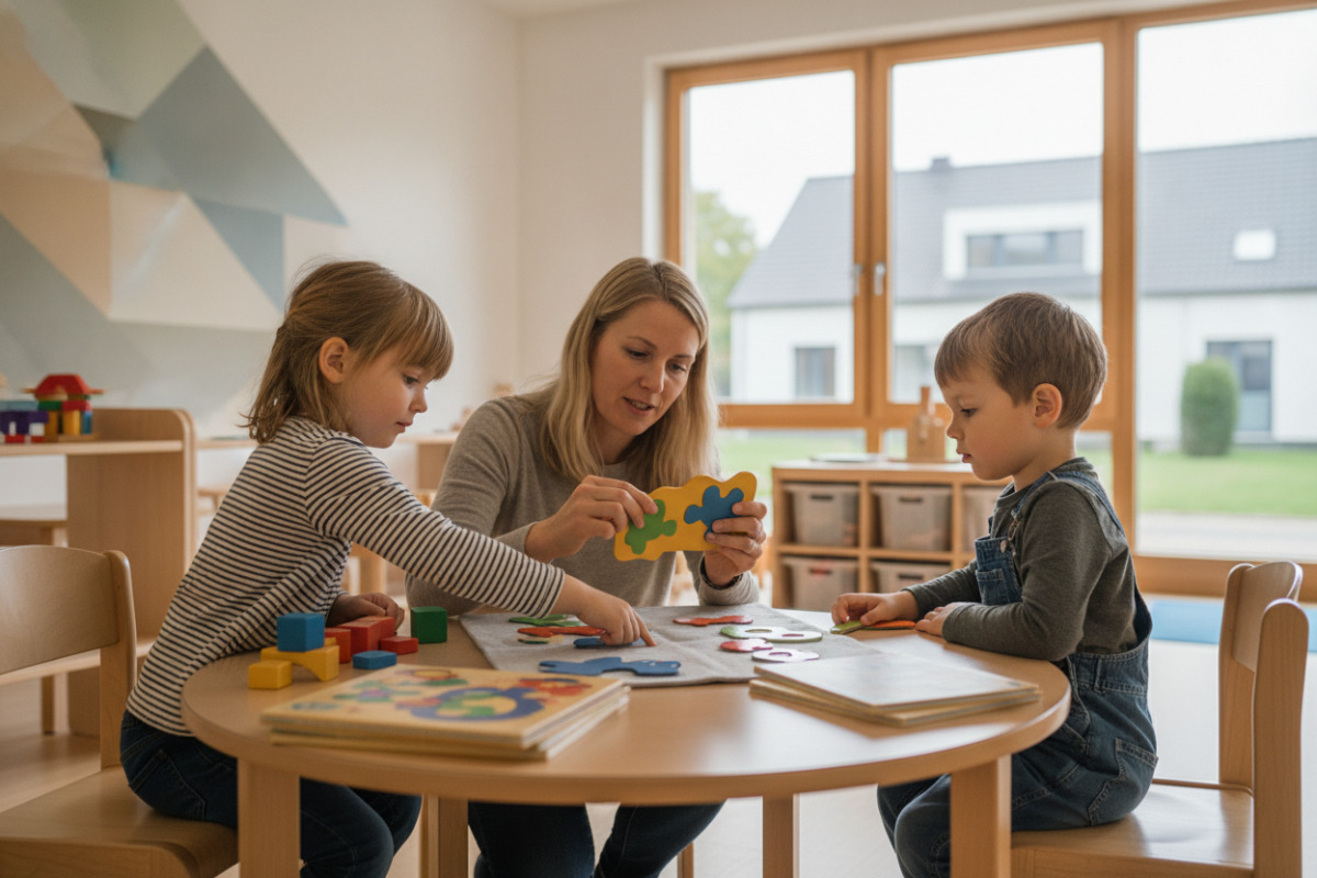 Alltagsszenen zeigen, wie Aufmerksamkeit, Sprache, Bewegung und Feinmotorik spielerisch zusammenwachsen.