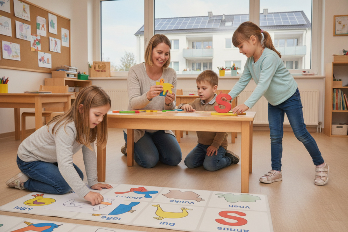 Alltagsszenen zeigen, wie Aufmerksamkeit, Sprache, Bewegung und Feinmotorik spielerisch zusammenwachsen.