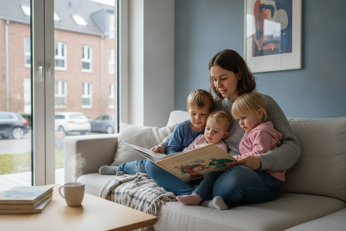 Abb. Gemeinsames Lesen bleibt leichter, wenn es kurz und gemütlich ist.