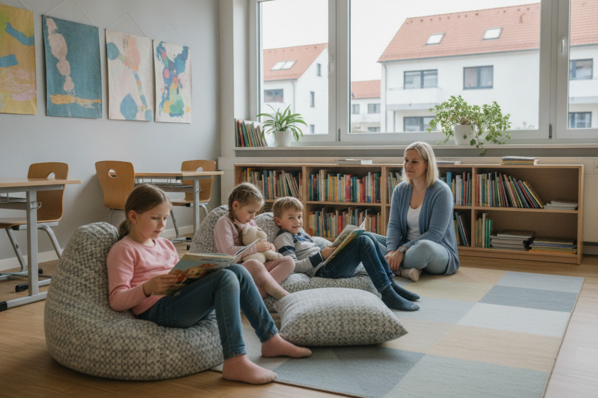 Abb. entspannte Leseumgebung nimmt vielen Kindern den Druck.