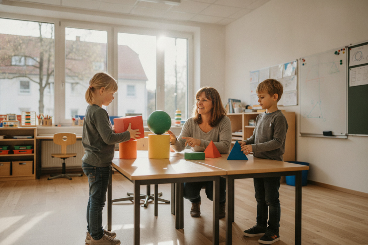 Abb. Mathematische Begriffe werden greifbar, wenn Kinder handeln und vergleichen dürfen.