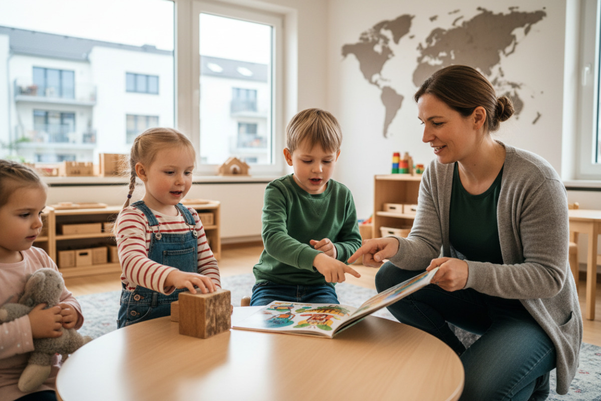 Abb. Vorschulkinder lernen besonders gut über Anschauen, Anfassen und Erzählen.