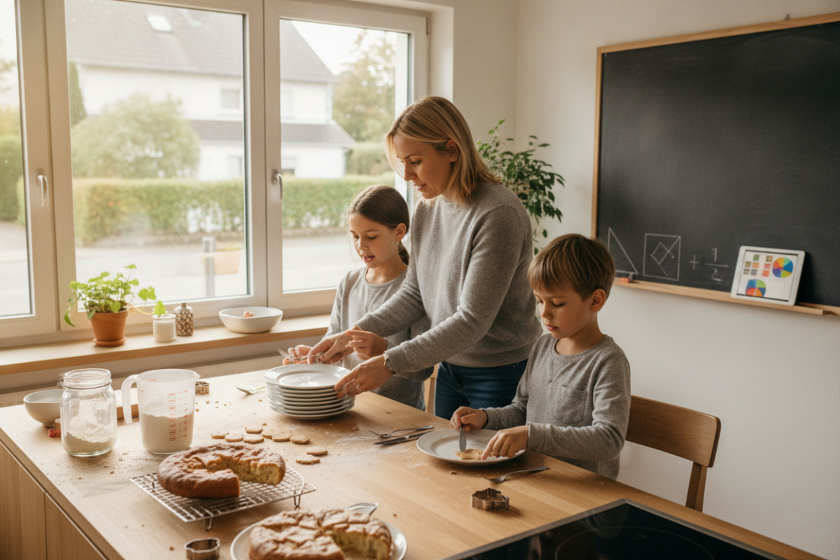 Abb. Beim Tischdecken, Backen oder Aufräumen wird Mathe greifbar.