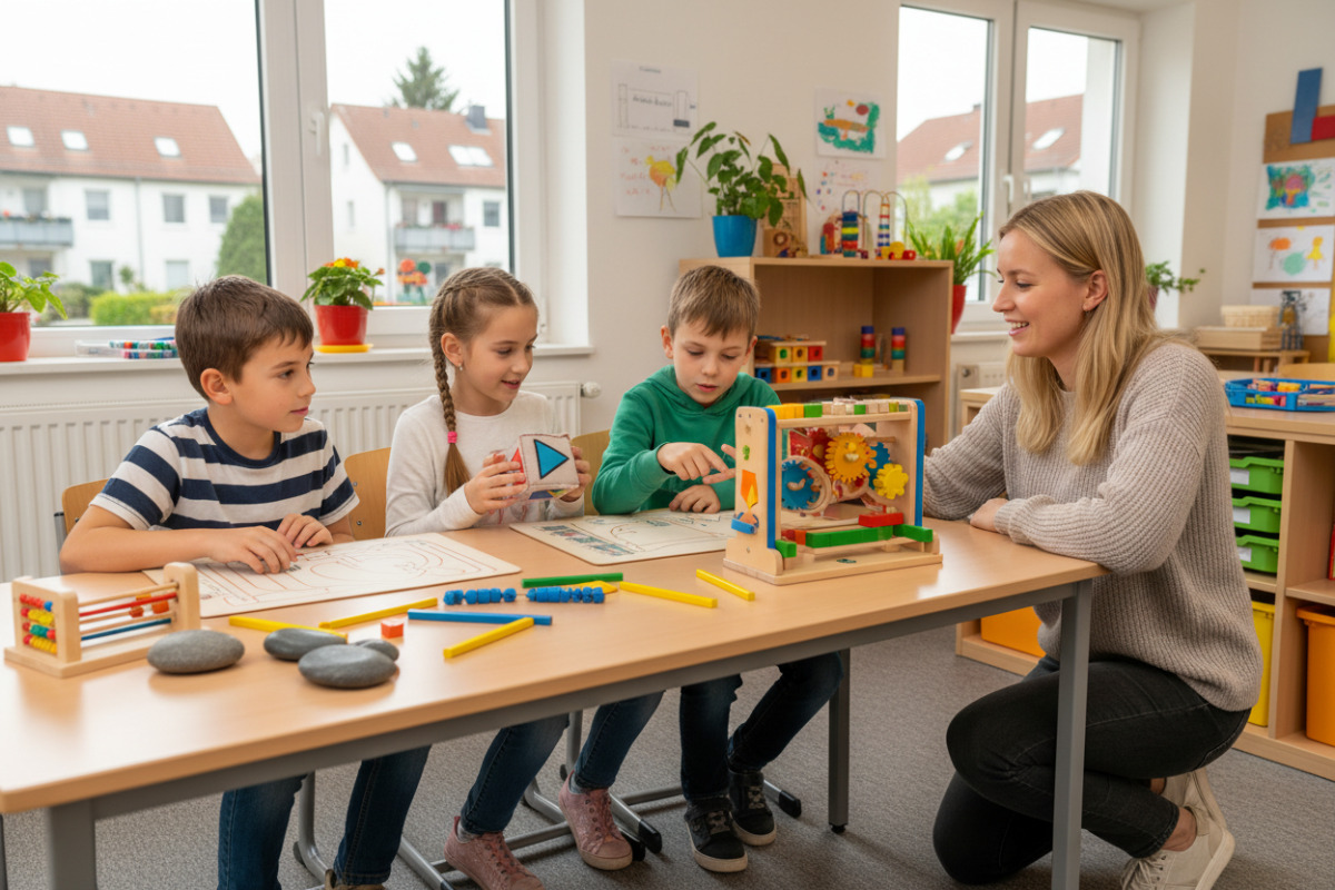 Abb. Pausen, Ermutigung und anschauliche Hilfen entlasten Kinder beim Rechnen.