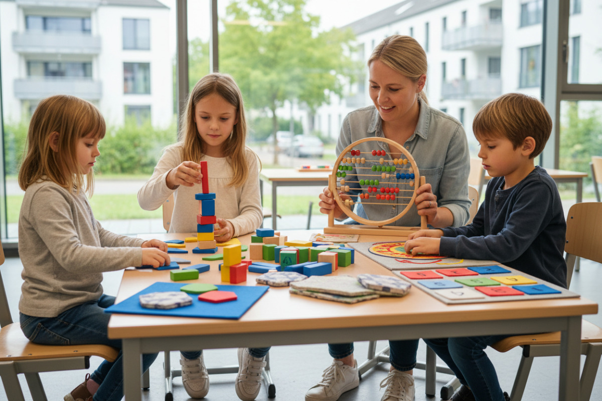 Abb. Anschauliche Materialien helfen Kindern, mathematische Ideen mit den Händen zu begreifen.