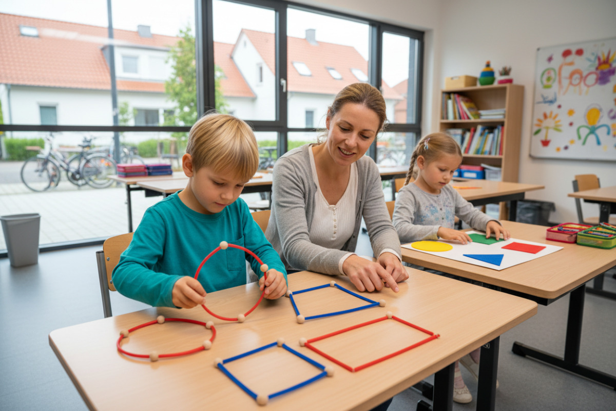 Abb. Kreis, Dreieck, Quadrat und Rechteck lassen sich mit einfachen Materialien entdecken.