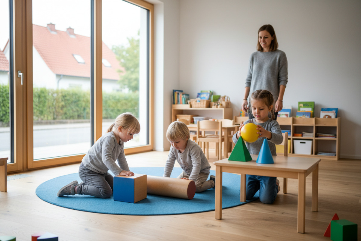 Abb. Geometrische Körper werden verständlich, wenn Kinder sie rollen, stapeln und vergleichen.