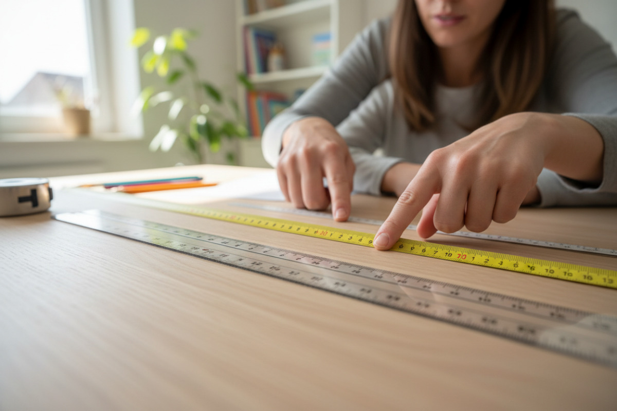 Abb. Lineal und Maßband machen die Beziehung zwischen Meter und Zentimeter sichtbar.