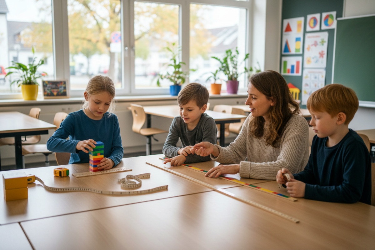 Abb. Konkrete Materialien unterstützen Kinder beim Umrechnen von Längen.