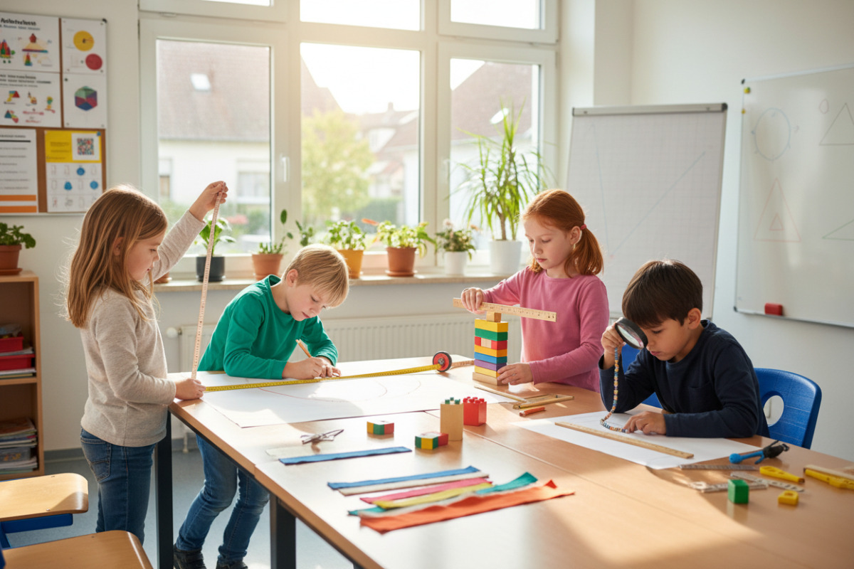 Die Bilder zeigen, wie Kinder Längen handelnd erfahren messen, vergleichen, zeichnen und gemeinsam entdecken.