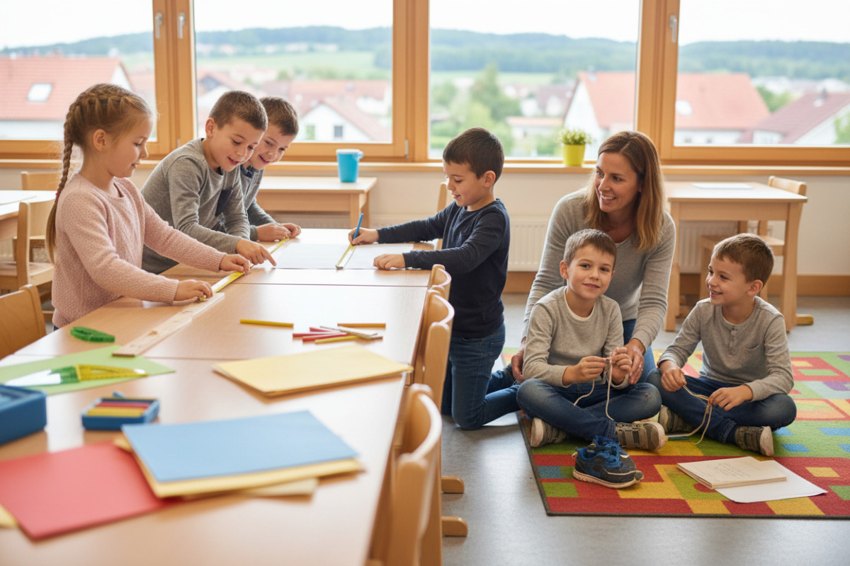 Die Bilder zeigen, wie Kinder Längen handelnd erfahren messen, vergleichen, zeichnen und gemeinsam entdecken.