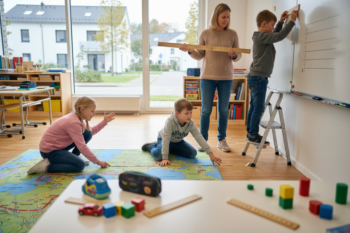 Alltagssituationen zeigen, wie Kinder Meter und Zentimeter durch Messen, Schätzen und Vergleichen besser verstehen.