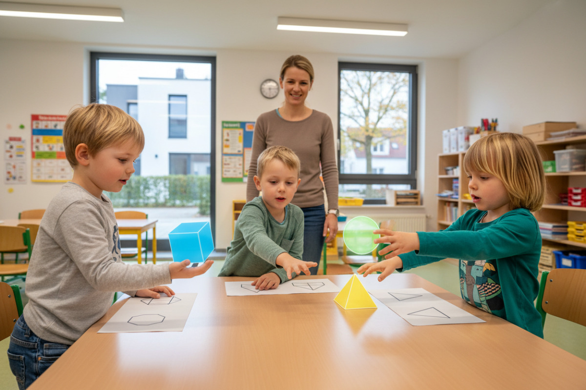 Abb. Geometrische Figuren werden greifbar, wenn Kinder sie anfassen, sortieren und benennen.
