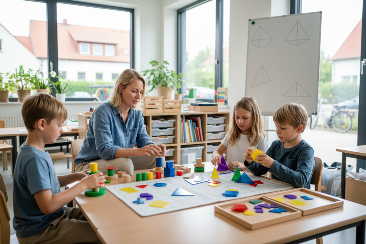 Abb. Sortieren, bauen und vergleichen stärkt das Verständnis für Formen.