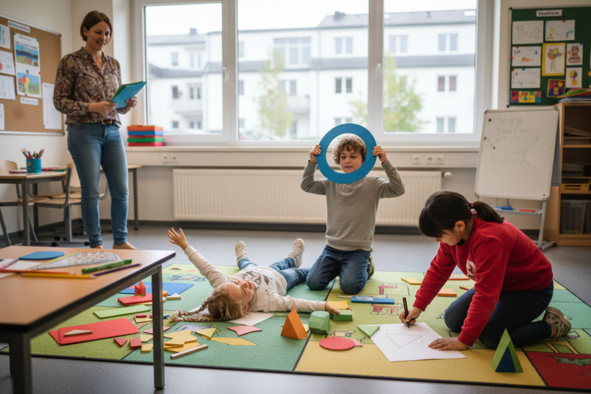 Alltagssituationen zeigen, wie Kinder geometrische Figuren sehen, legen, zeichnen und mit Körpern vergleichen.