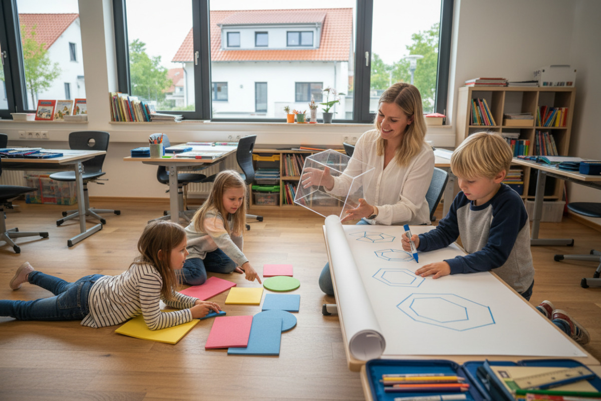 Alltagssituationen zeigen, wie Kinder geometrische Figuren sehen, legen, zeichnen und mit Körpern vergleichen.