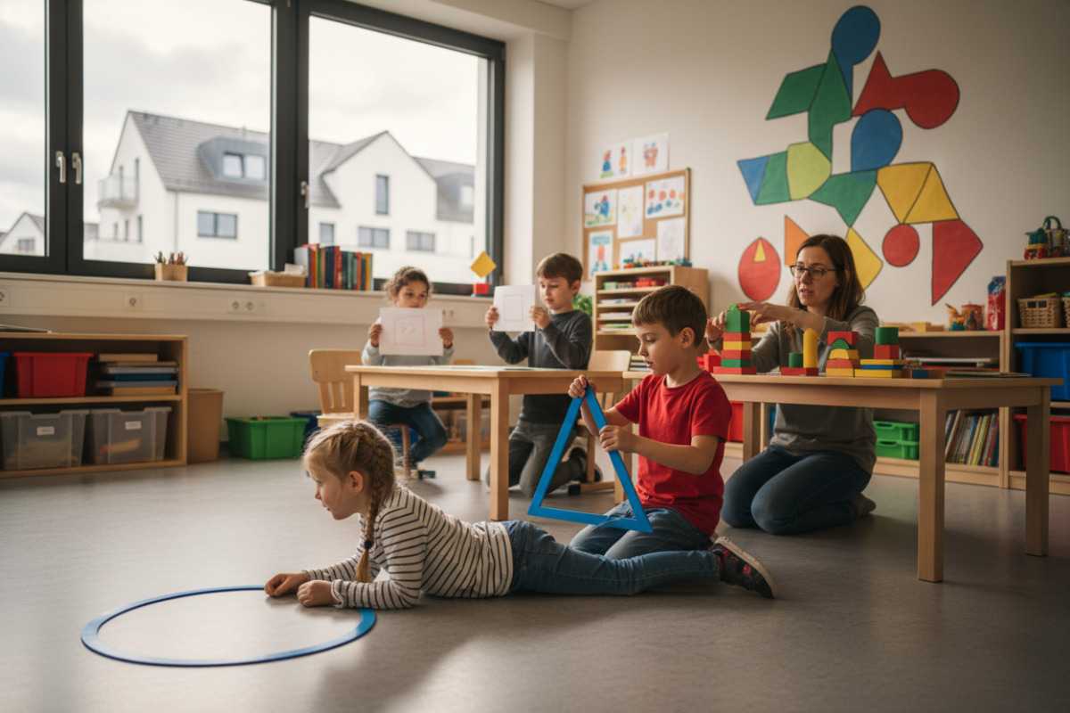 Alltagssituationen zeigen, wie Kinder geometrische Figuren sehen, legen, zeichnen und mit Körpern vergleichen.