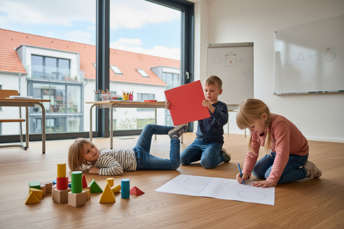 Alltagssituationen zeigen, wie Kinder geometrische Figuren sehen, legen, zeichnen und mit Körpern vergleichen.