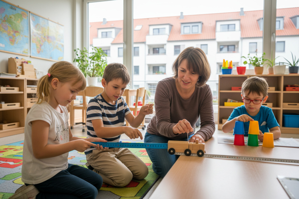 Alltagssituationen zeigen, wie Kinder Meter und Zentimeter mit echten Gegenständen begreifen.
